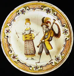 Bord van Estremoz met twee muzikanten