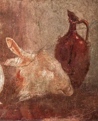 Beeld van Dionysos, geitenkop en fruit, Herculaneum