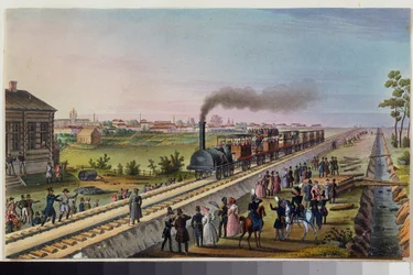 Aankomst van de eerste trein van Sint-Petersburg naar Tsarkoye Selo, 30 oktober 1837