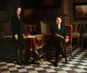 Portret van Peter I de Grote (1672-1725), Russische tsaar en zijn zoon Alexis (1690-1718)