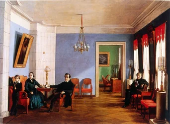 De familie Batinieva in hun appartement in Moskou