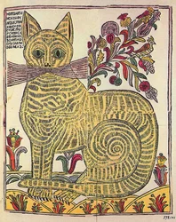 De kat van Kazan, volksboek satirische illustratie (lubok), ca. 1710