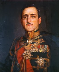 Koning Alexander I van Joegoslavië (olieverf op doek)
