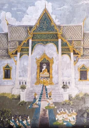 Fresco met een scène uit het leven van Boeddha, Wat Phra That Doi Suthep tempel