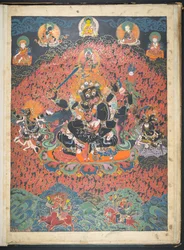 Een van 12 tekeningen die Tibetaanse godheden uitbeelden door een Tibetaanse kunstenaar, waarschijnlijk in Lhasa