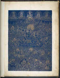 Een van 12 tekeningen die Tibetaanse godheden afbeelden door een Tibetaanse kunstenaar, waarschijnlijk in Lhasa, ca. 1800