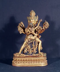 Hevajra en Nairatmya (verguld brons met zilver inleg)