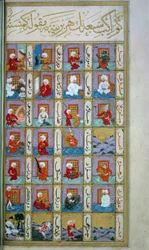 Turkse astrologie: de zeven planeten en de verschillende beroepen. Manuscript uit de Middeleeuwen, BN, Parijs