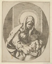 De Maagd met het Christuskind op haar schoot, een ovale compositie, naar Reni, 1620-50