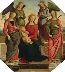 Madonna en Kind met Twee Engelen, Sint Rosa en Sint Catharina van Alexandrië