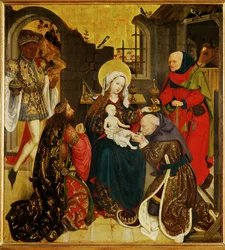 Aanbidding van de Wijzen ... (schilderij op hout)