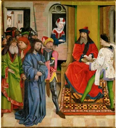 Jezus voor Pilatus (schilderij op hout)
