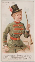 Koetshoorn, uit de serie Muziekinstrumenten N82 voor Duke merk sigaretten, 1888
