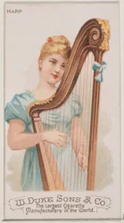 Harp, uit de serie Muziekinstrumenten N82 voor Duke merk sigaretten, 1888