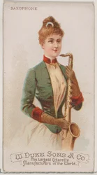 Saxofoon, uit de serie Muziekinstrumenten N82 voor Duke sigaretten, 1888