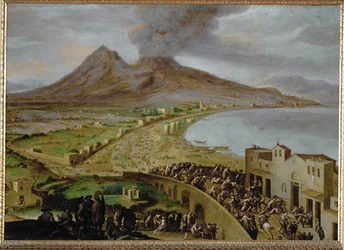 Uitbarsting van de Vesuvius, gezien vanuit Napels, midden 17e eeuw