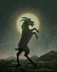 Dansen op Lughnasa, 2015 (krasplaat, digitaal ingekleurd)