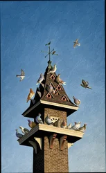Dawn Chorus, 2016 (krasbord, digitaal ingekleurd)
