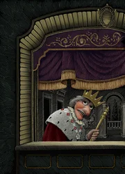 Exit the King, 2016 (krasbord, digitaal ingekleurd)