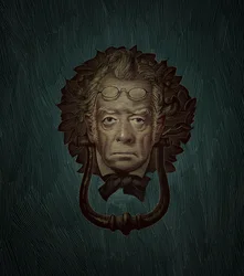 Jacob Marley, 2019 (krasbord, digitaal ingekleurd)