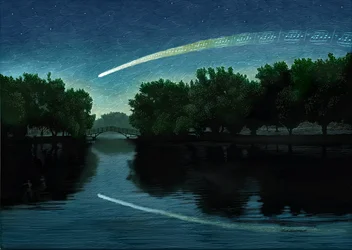 Muziek voor een midzomernacht, 2015 (scratchboard, digitaal ingekleurd)