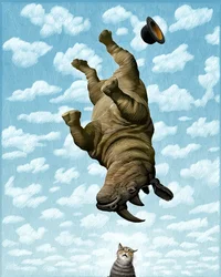 Neushoorn, 2019 (scratchboard, digitaal ingekleurd)