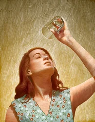 De regenmaker, 2019 (scratchboard, digitaal ingekleurd)