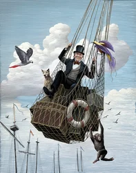 De reizen van Dokter Dolittle, 2012 (scratchboard, digitaal ingekleurd)