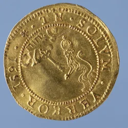 4-ponds Schots (hoedstuk) van Jacobus I, Edinburgh munt, 1591 (achterkant)