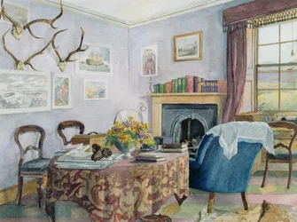 Saloninterieur in een Landhuis in Schotland, ca.1850