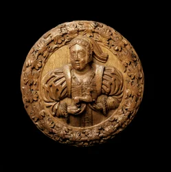 Rondel, vermoedelijk Margaret Tudor, van het plafond van de Konings Aanwezigheidskamer in Stirling Castle, 1540
