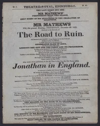 Theaterprogramma voor het Theatre Royal, Edinburgh, 29 december 1825