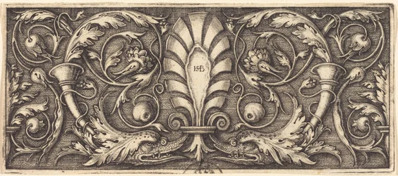 Ornament met Twee Groteske Dolfijnen