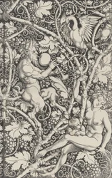 Behang met satyrfamilie