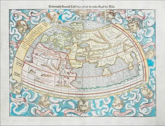 1550 Ptolemeïsche wereldkaart door Sebastian Münster