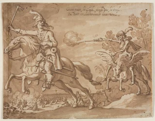 De dood te paard achtervolgt een vliegende ridder, 1631