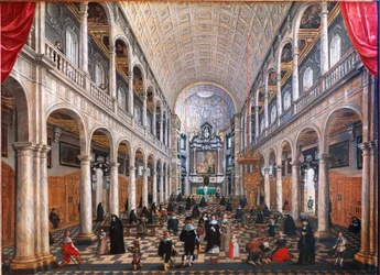 Uitzicht op het interieur van de kerk van de jezuïeten in Antwerpen