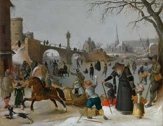 Winterplezier (olieverf op paneel)