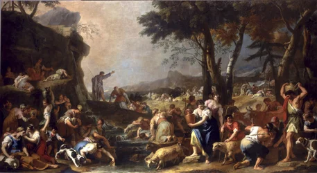 Mozes laat water uit de rots stromen, 1725-26