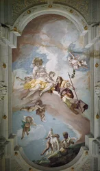 Venus en Adonis. Fresco van Sebastiano Ricci (1659-1734), circa 1707-1708. Florence, Palazzo Pitti