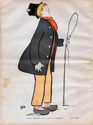 Albert Jules Dumont (1862-1932) genaamd Albert Brasseur, acteur van boulevardtheater en operette in het tijdschrift Varietes - Karikatuur door SEM (Georges Goursat) (1863-1934) in Le rire van 1902