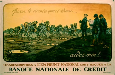 Franse Eerste Wereldoorlog poster die aanmoedigt tot het kopen van oorlogsobligaties