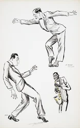 Twee heren in zwarte stropdas voeren La Danse Havas uit op de saxofoon, uit White Bottoms, uitgegeven 1927