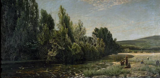 De oevers van de rivier Bormida, Italië