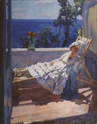 Een dame op het balkon, 1916