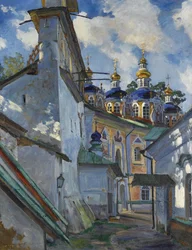 Uitzicht op het Pskovo-Pechersky-klooster