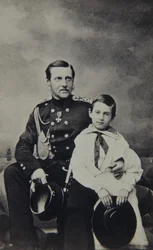 Portret van Groothertog Constantijn Nikolaevitsj van Rusland 1827-1892 met zoon Nicholas Constantinovic