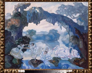 Decorontwerp voor het ballet "Het Zwanenmeer" van Tsjaikovski
