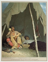 Inheemse Amerikaanse sjamaan, ca. 1850 (illustratie)