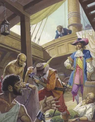 William Dampier laat muiters in de boeien slaan